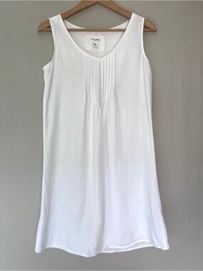 Artisan NY White Linen Shift Dress Pintuck Sleeveless Summer XS